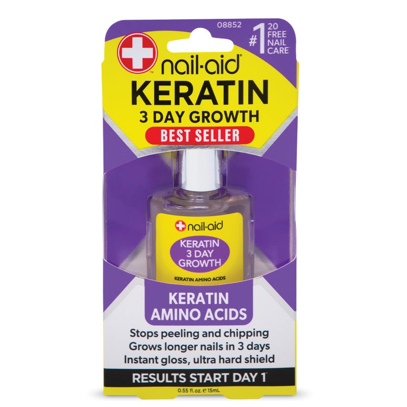 Nail-Aid Keratin 3 Day Growth Nail Treatment & Strengthener, Clear, 0.55 Fl Oz - Image 1